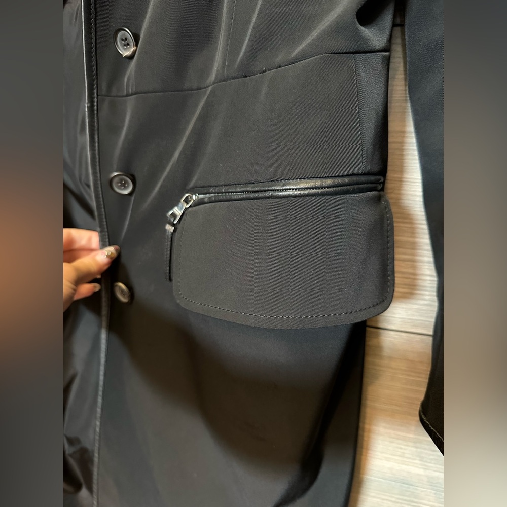 Vintage prada black trench jacket with leather trim - Picture 8 of 12